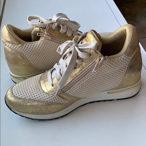 Gold Wedge Sneakers